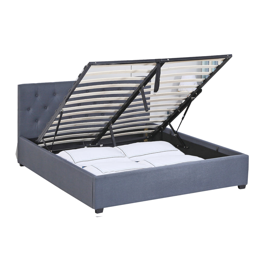 Milano Capri Luxury Gas Lift Bed Frame - Queen - Grey