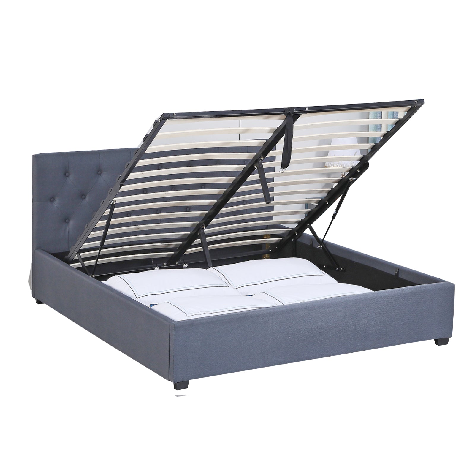 Milano Capri Luxury Gas Lift Bed Frame - Queen - Grey
