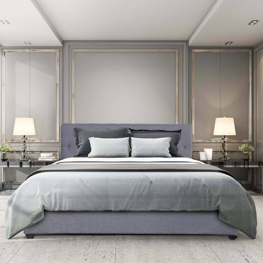 Milano Capri Luxury Gas Lift Bed Frame - Queen - Grey
