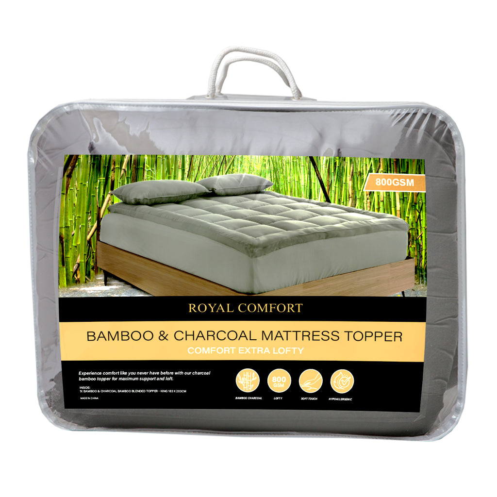 Royal Comfort Charcoal Bamboo Blend Mattress Topper
