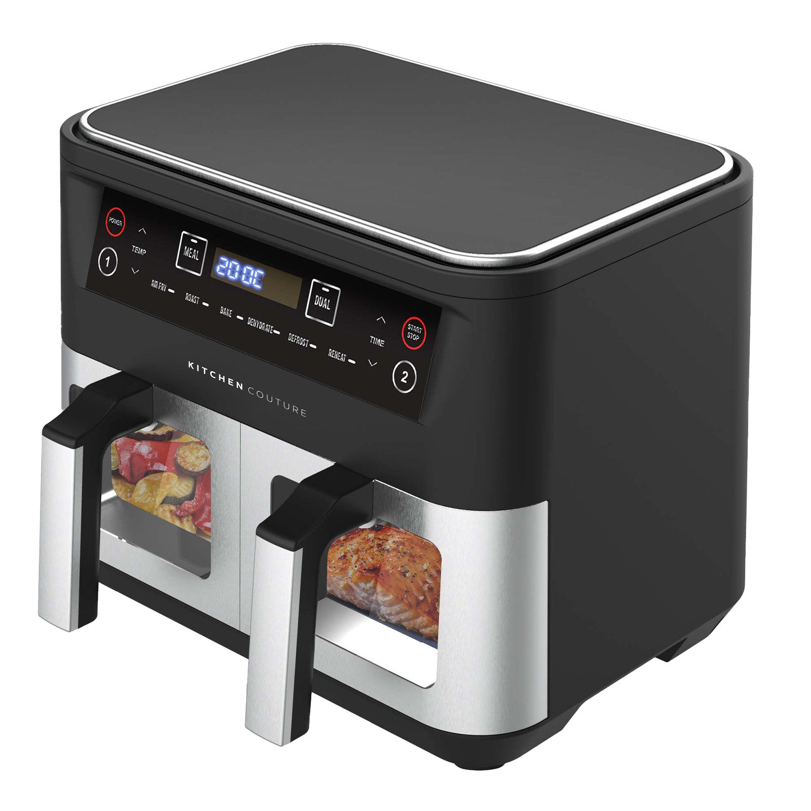 Kitchen Couture Dual View 10L Air Fryer – Twin Chambers, Total Control