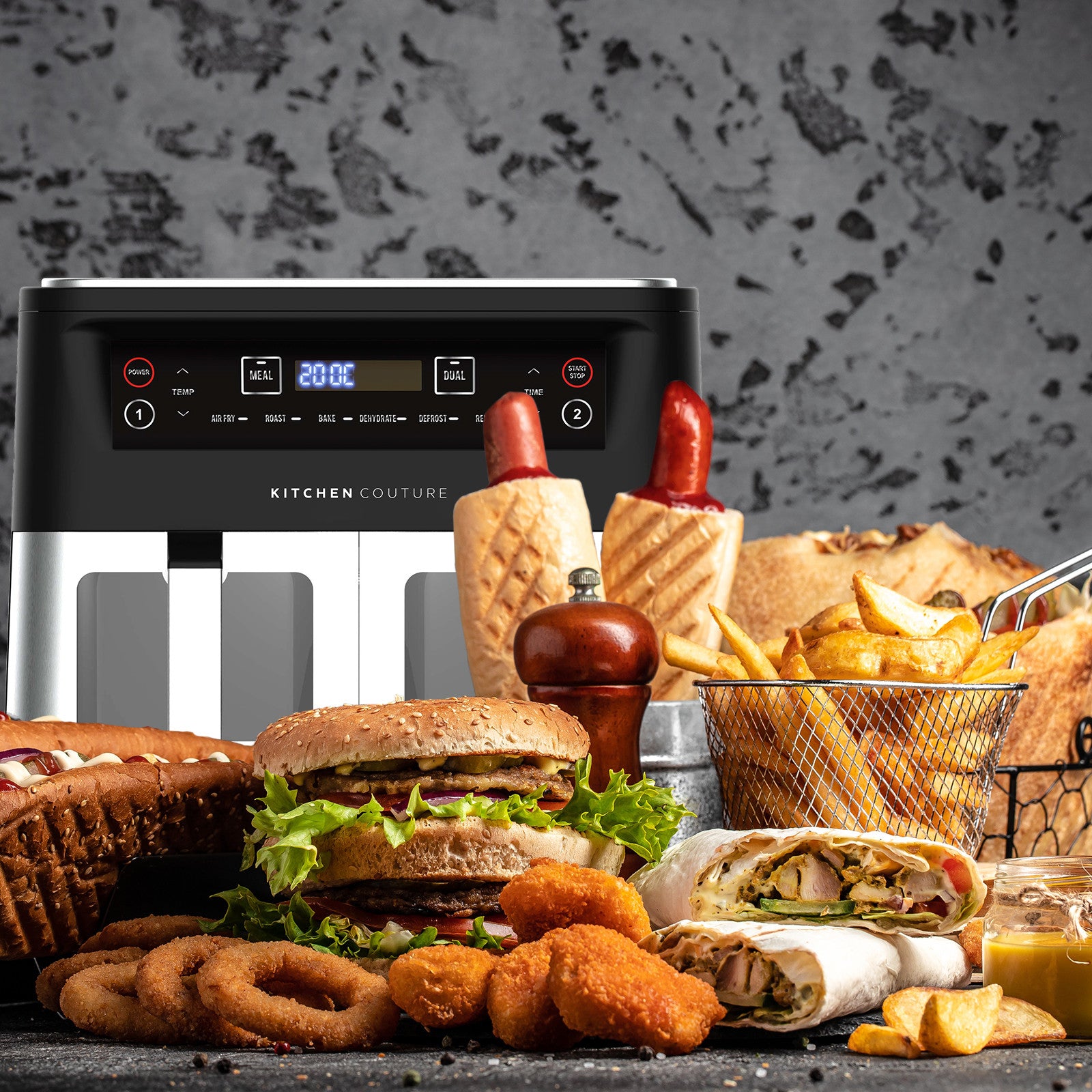 Kitchen Couture Dual View 10L Air Fryer – Twin Chambers, Total Control