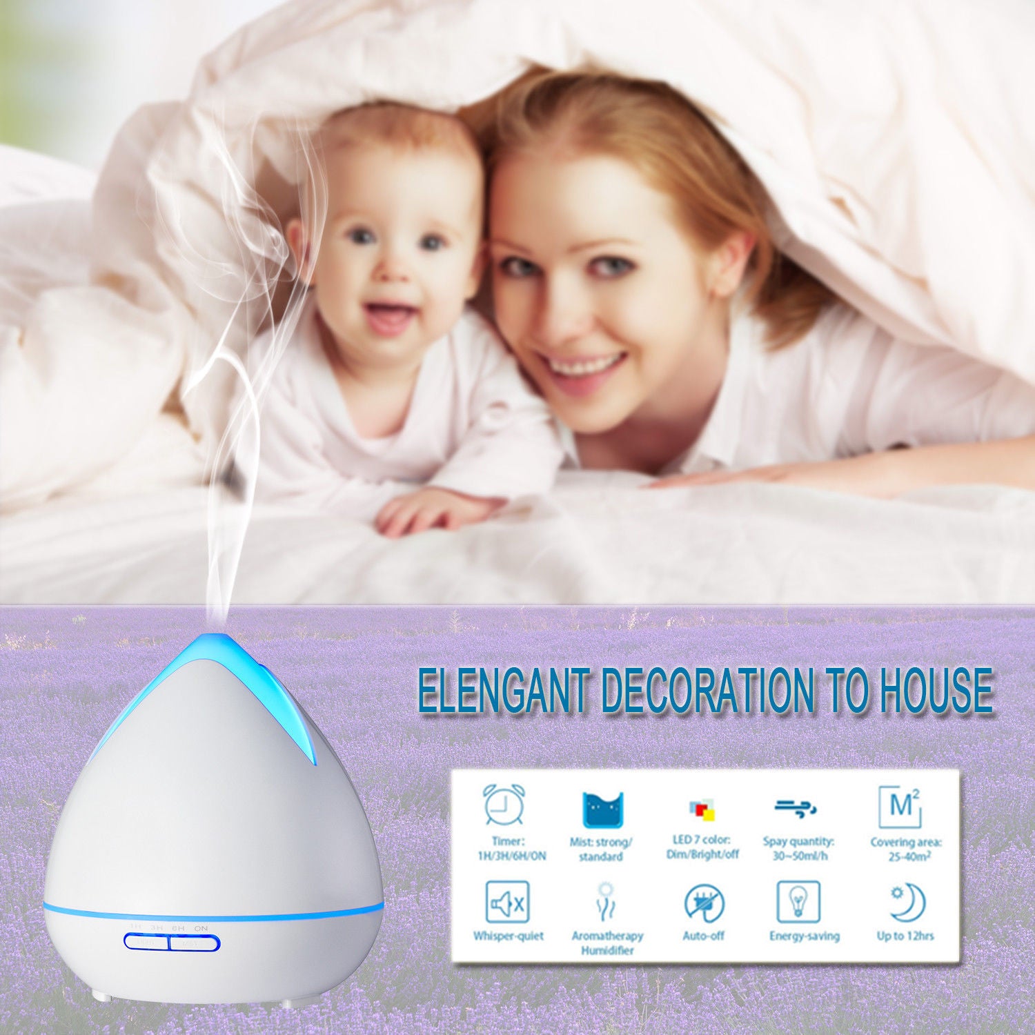 Essential Oils Ultrasonic Aromatherapy Diffuser Air Humidifier Purify & Moisturize