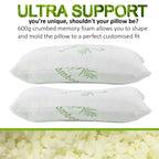 Royal Comfort Luxury Bamboo Memory Foam Pillow Twin Pack