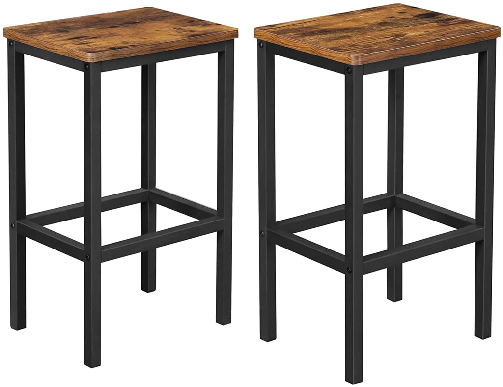 Rustic Brown Bar Set Stools - Set of 2