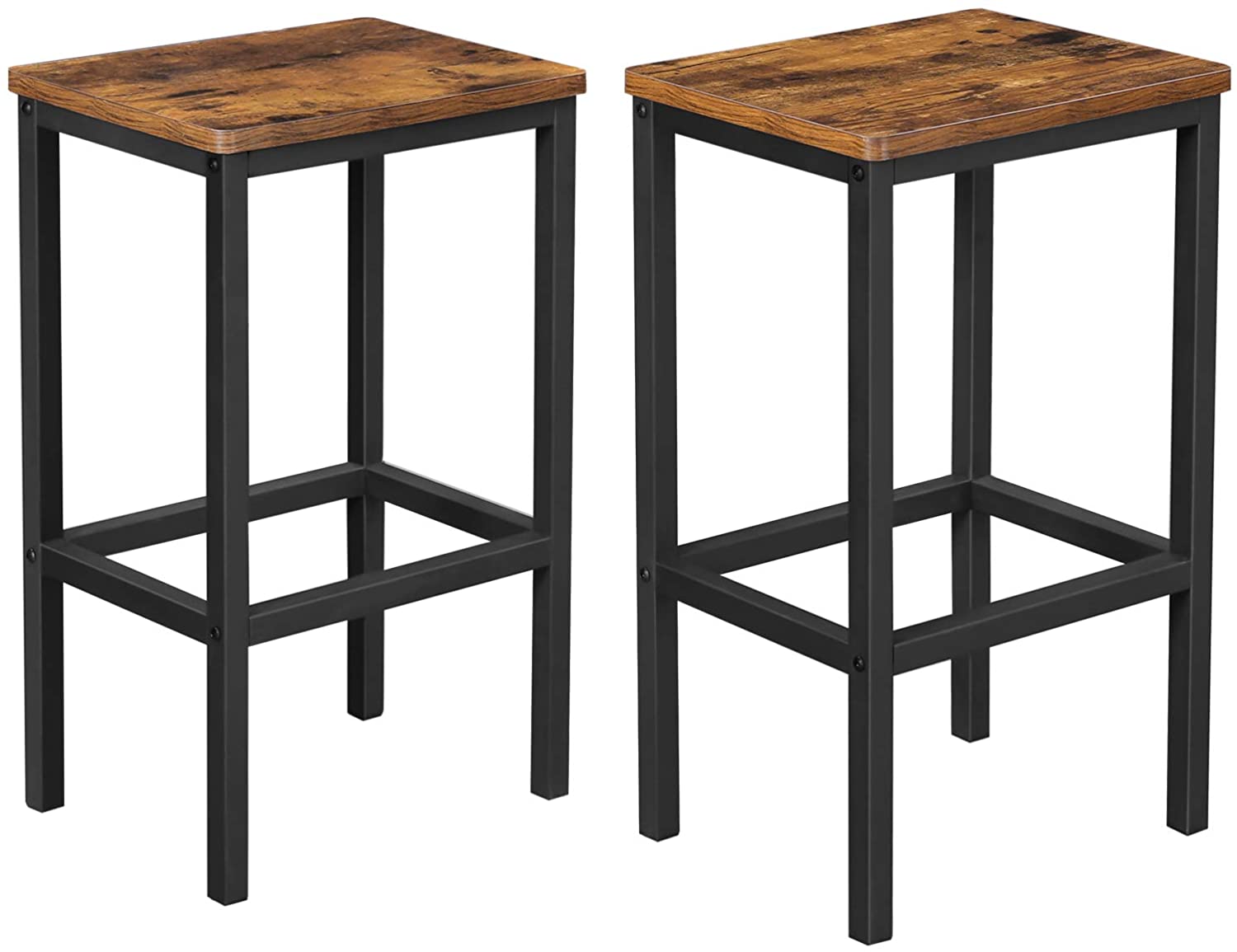 Rustic Brown Bar Set Stools - Set of 2