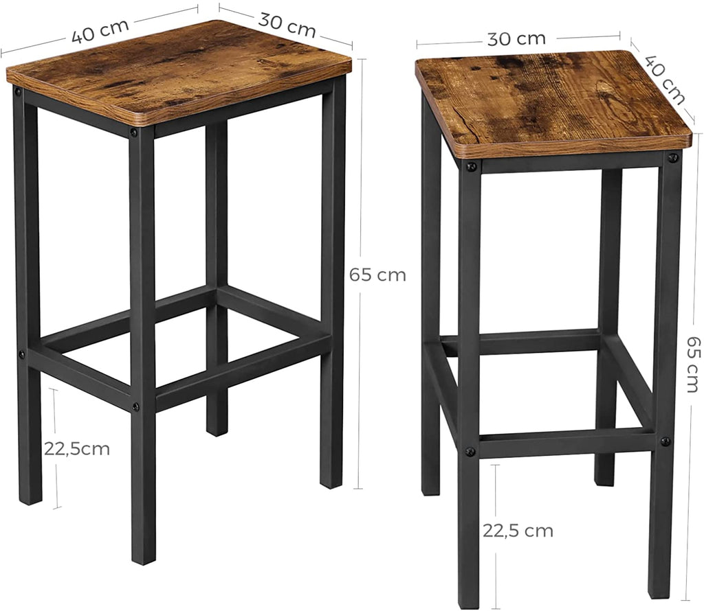Rustic Brown Bar Set Stools - Set of 2