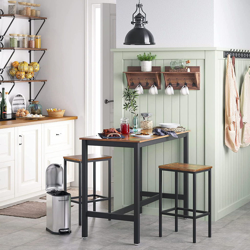 Rustic Brown Bar Set Stools - Set of 2