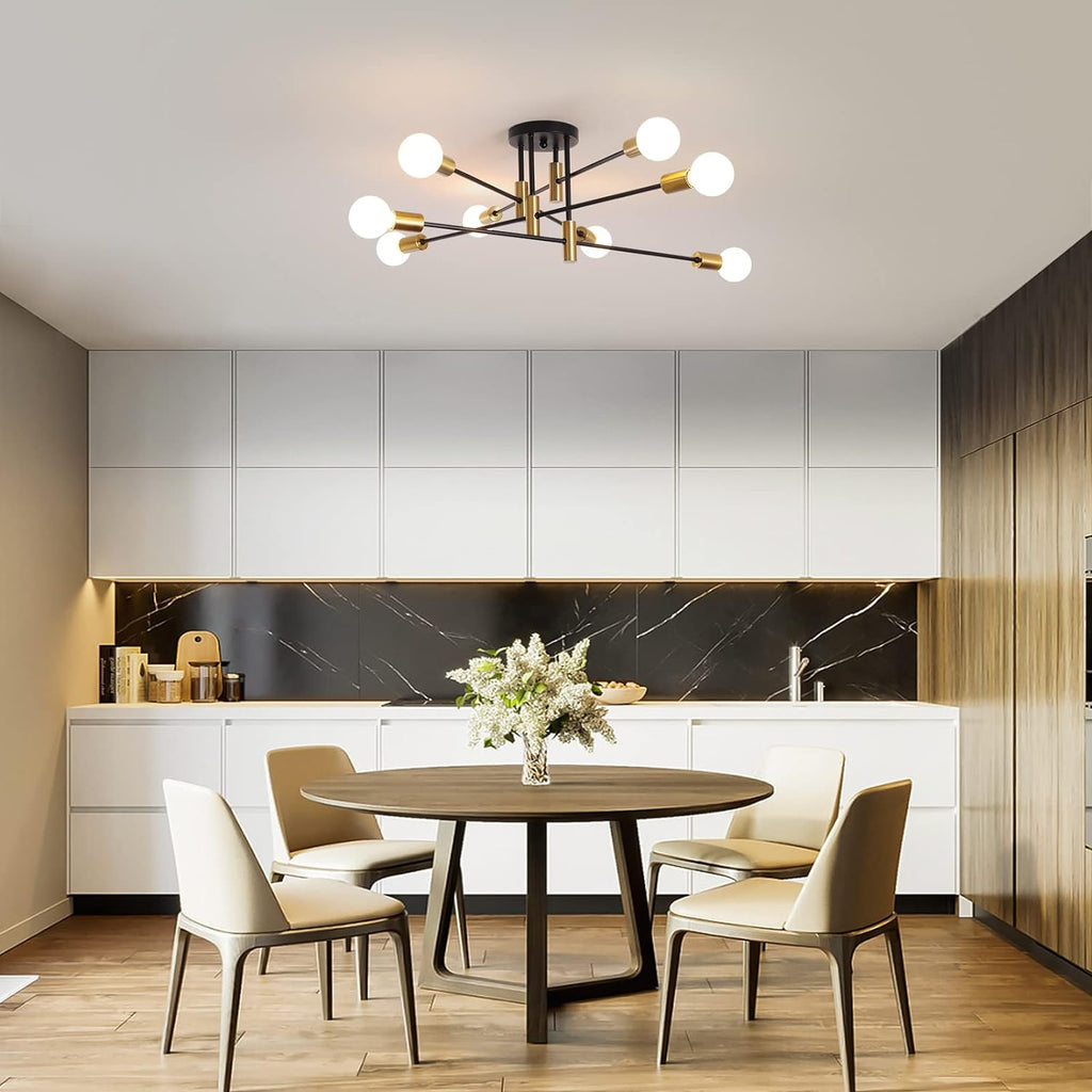 Modern Black Gold 8-Light Ceiling Chandelier