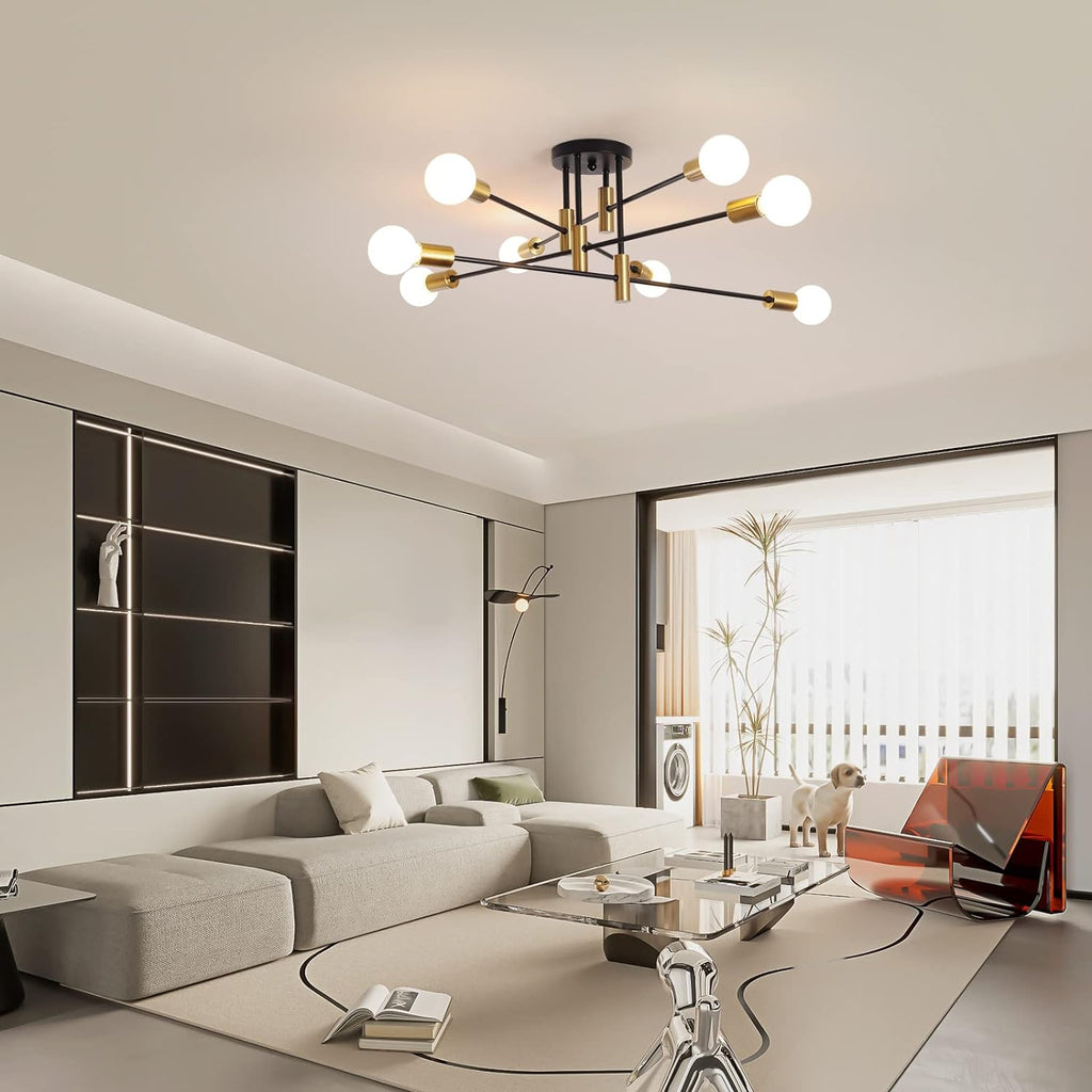 Modern Black Gold 8-Light Ceiling Chandelier