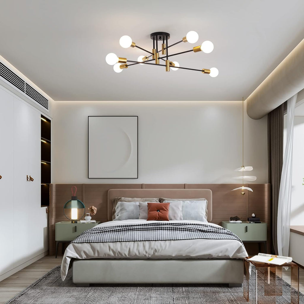 Modern Black Gold 8-Light Ceiling Chandelier