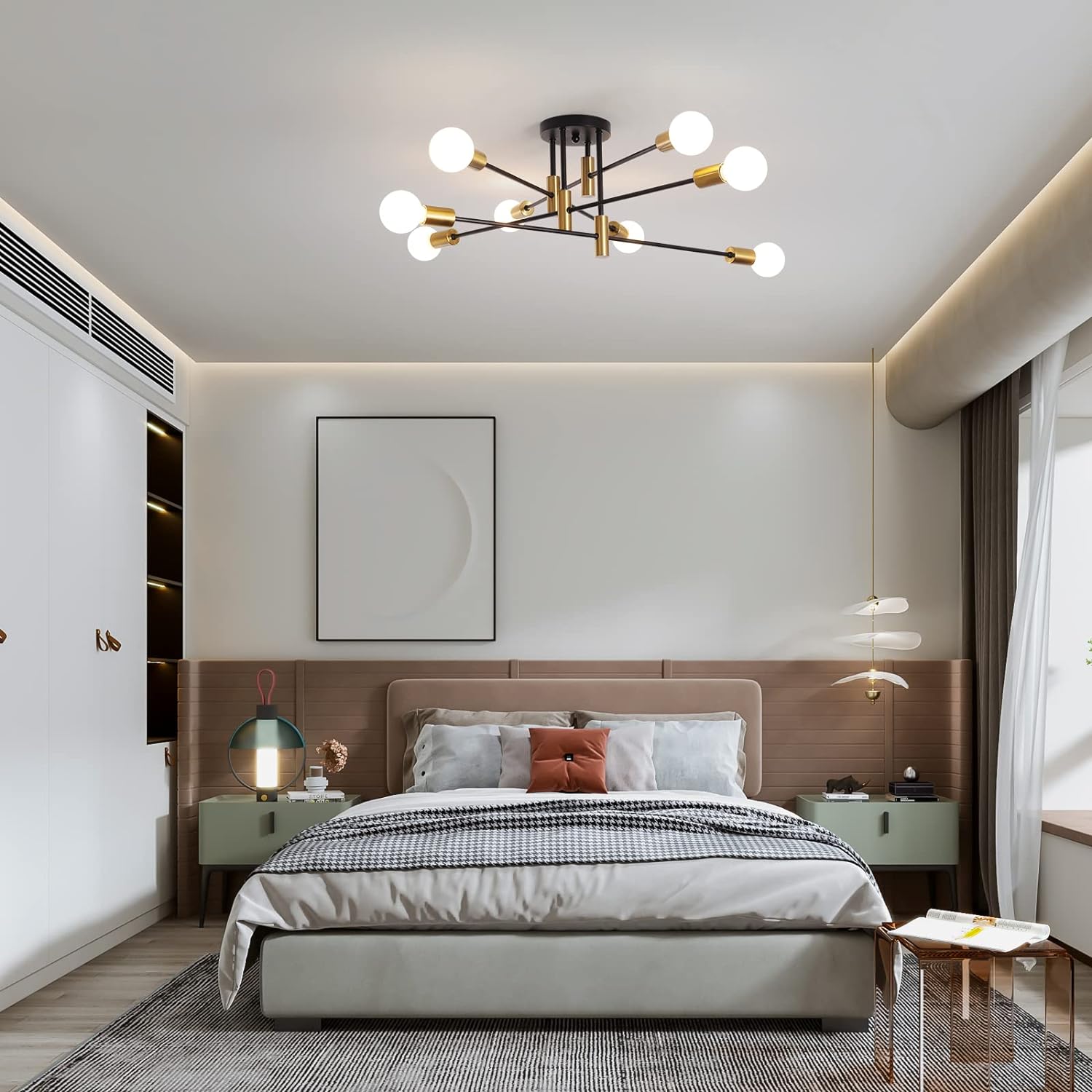 Modern Black Gold 8-Light Ceiling Chandelier