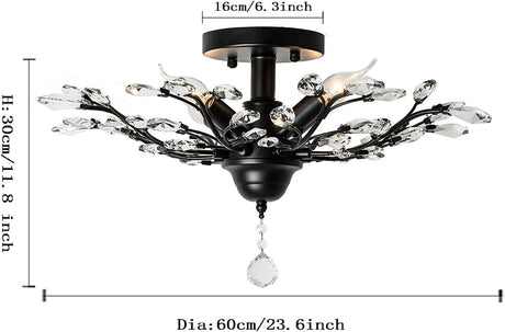 Elegant Black Crystal LED Chandelier Light