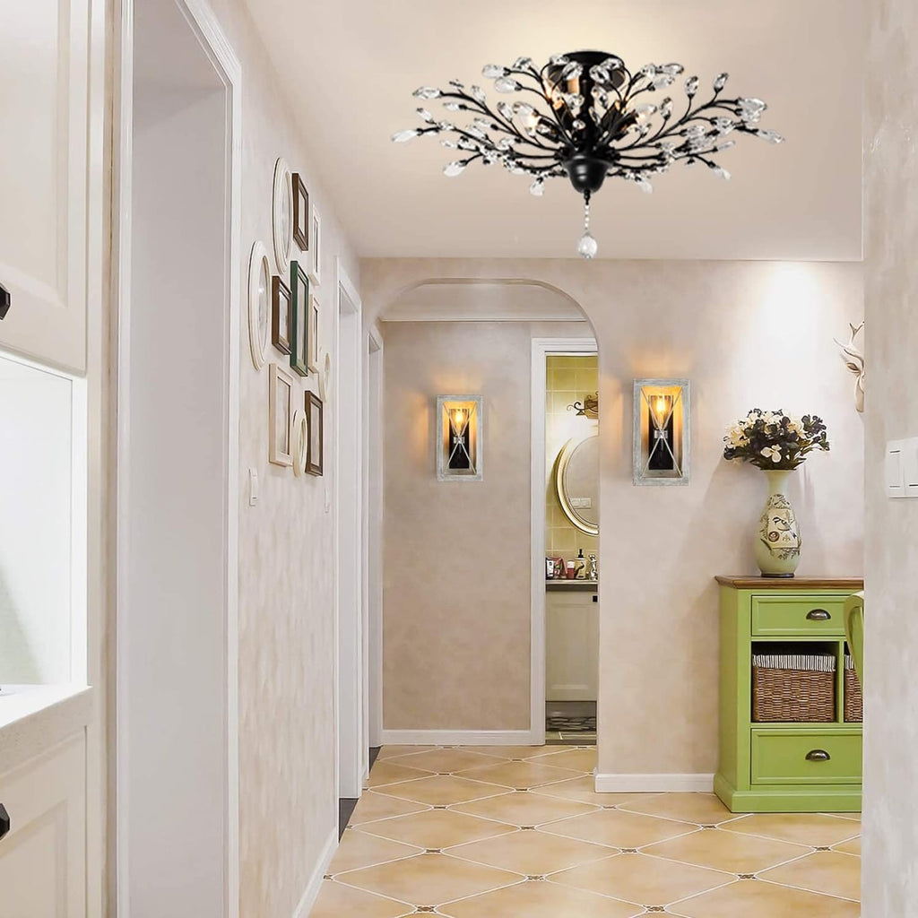 Elegant Black Crystal LED Chandelier Light