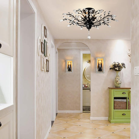 Elegant Black Crystal LED Chandelier Light