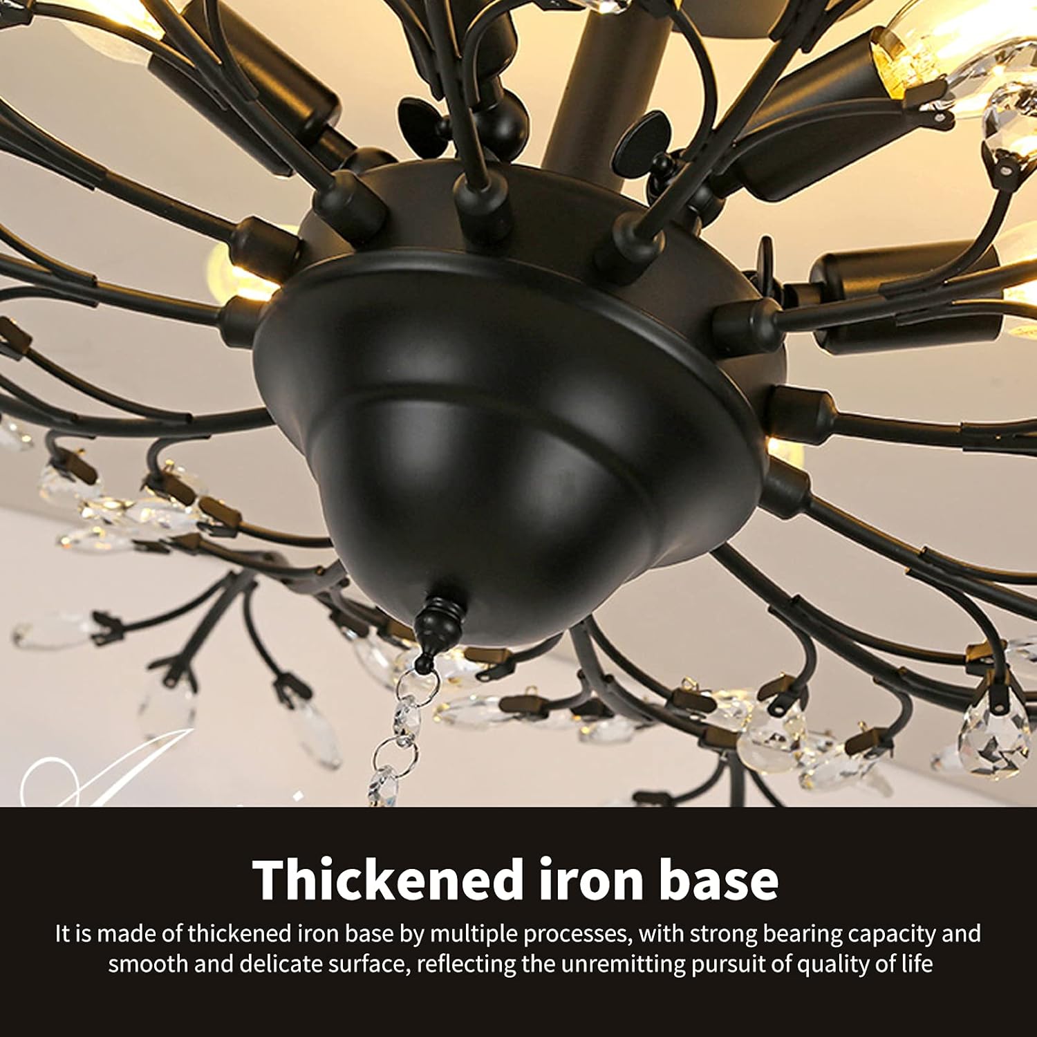 Elegant Black Crystal LED Chandelier Light