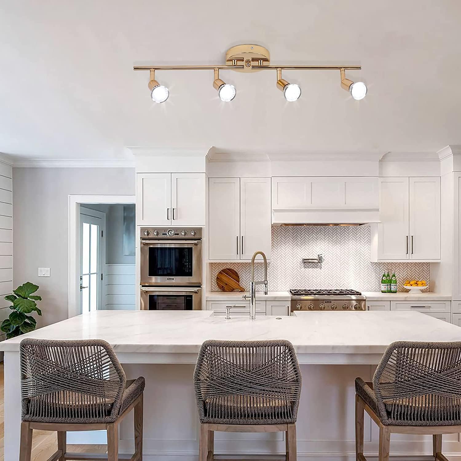 Modern Gold 4-Light LED Track Lighting Kit