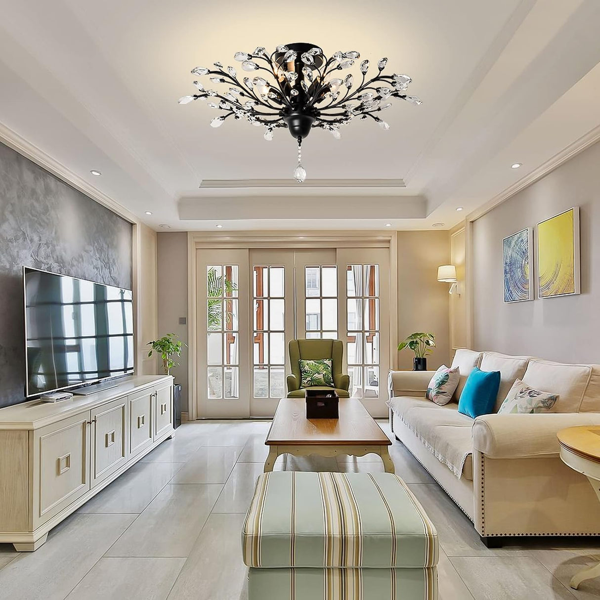 Elegant Vintage Crystal Chandelier – 5 Lights