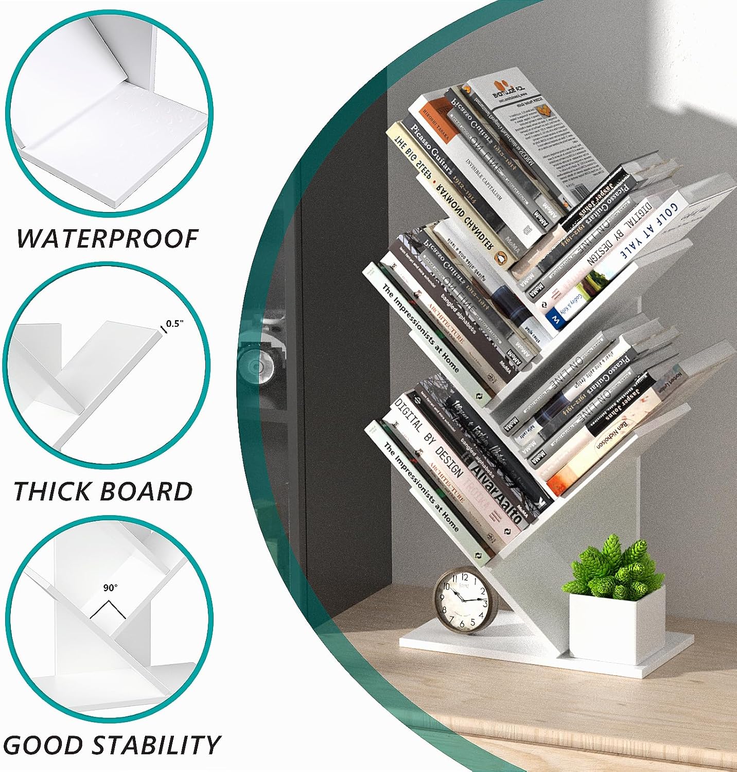 CARLA HOME 5-Tier Tree Bookshelf Storage Rack