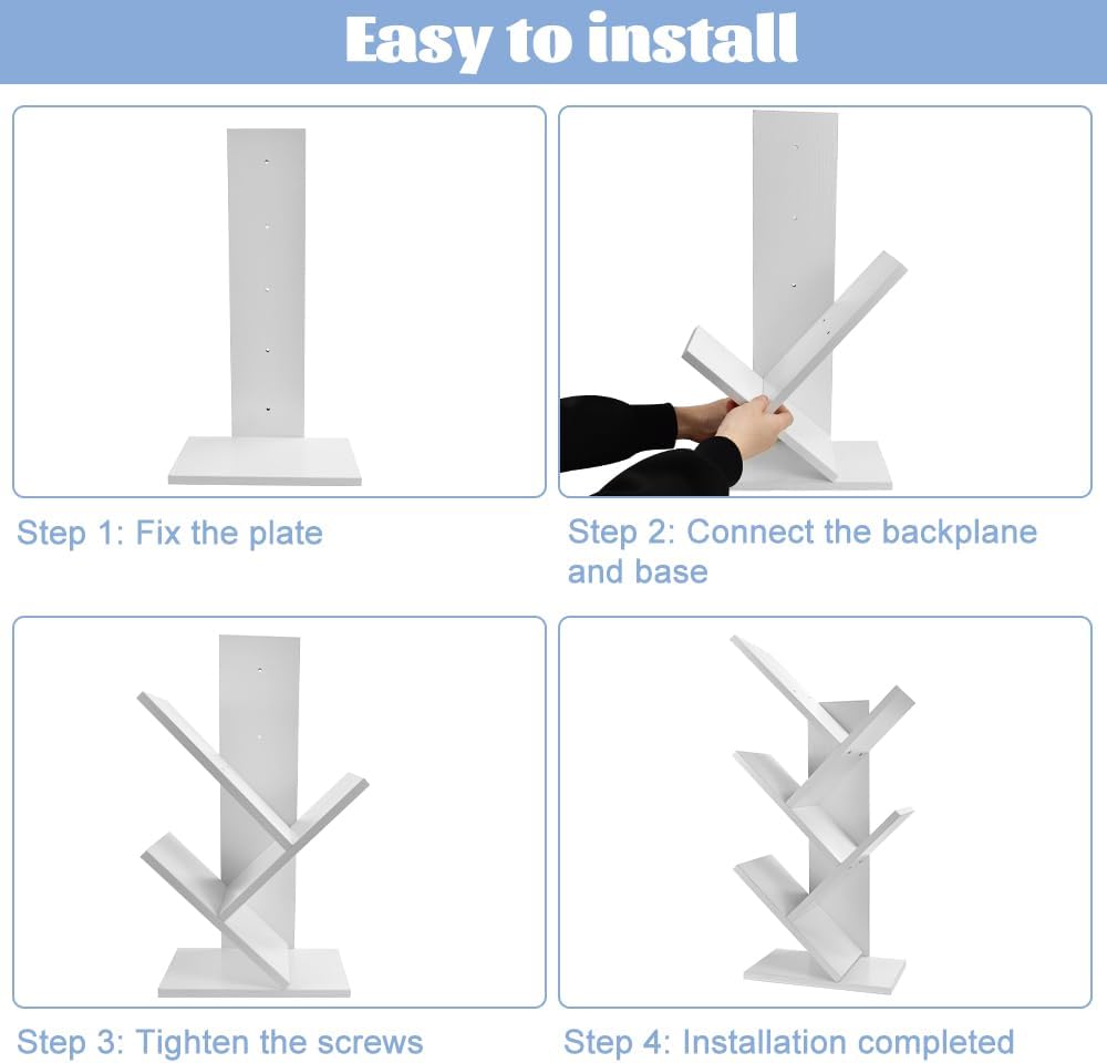 CARLA HOME 5-Tier Tree Bookshelf Storage Rack