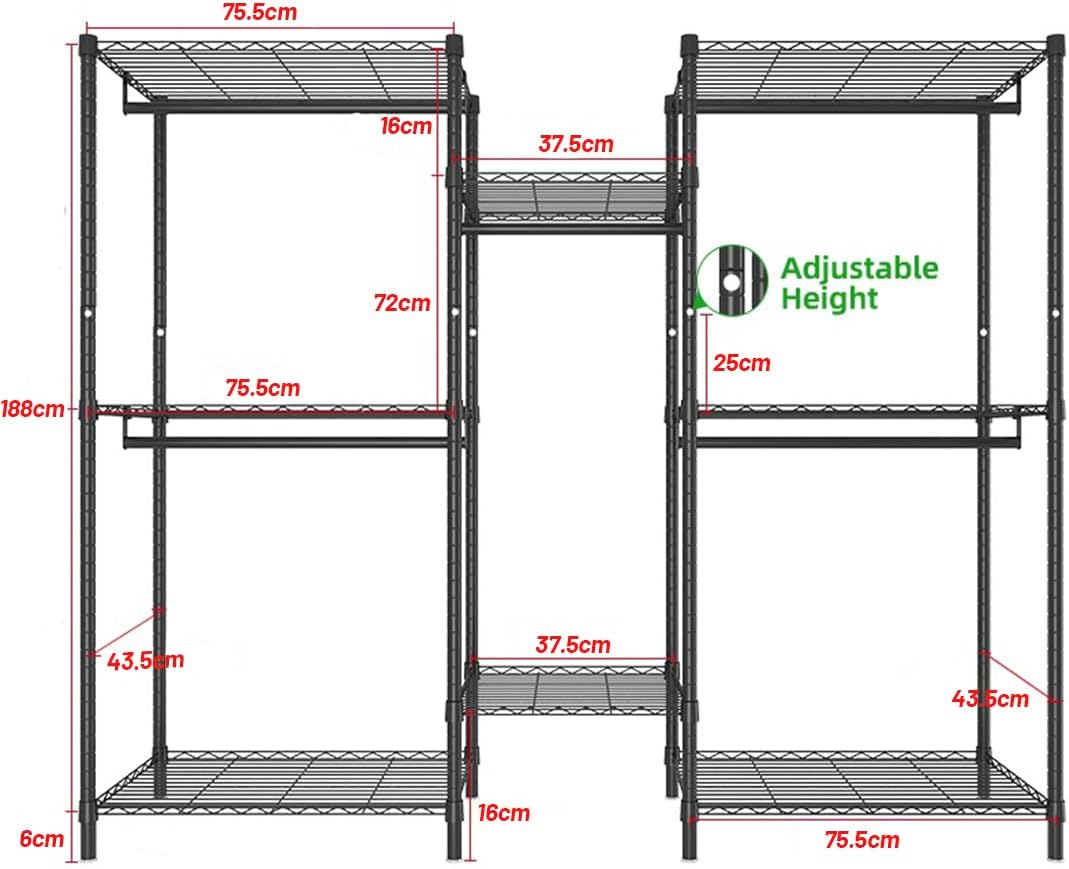 Heavy Duty Garment Rack Organizer with Shelves