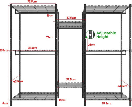 Heavy Duty Garment Rack Organizer with Shelves