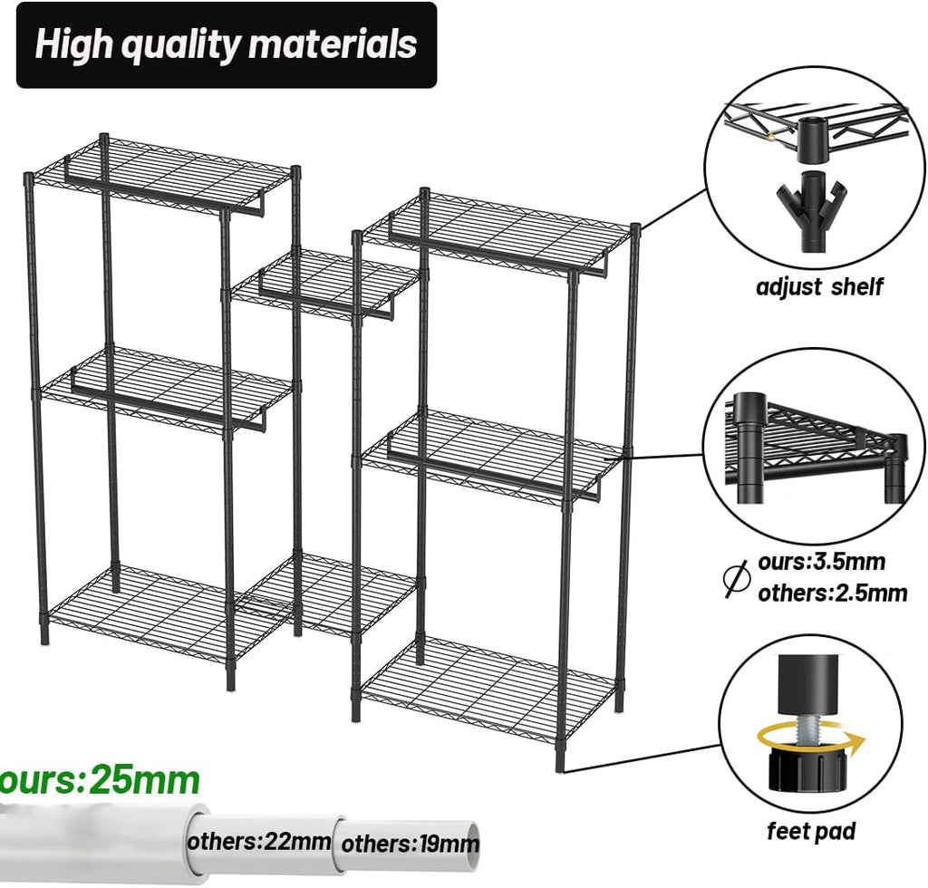 Heavy Duty Garment Rack Organizer with Shelves