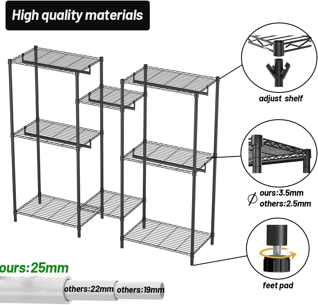 Heavy Duty Garment Rack Organizer with Shelves
