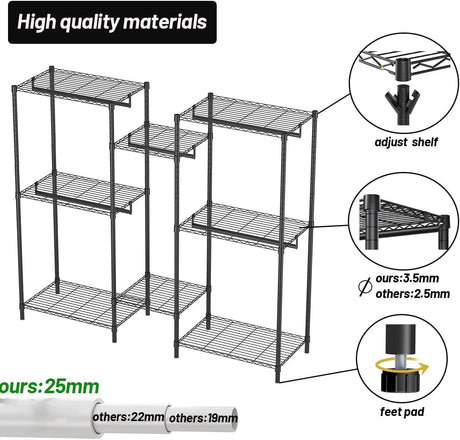 Heavy Duty Garment Rack Organizer with Shelves