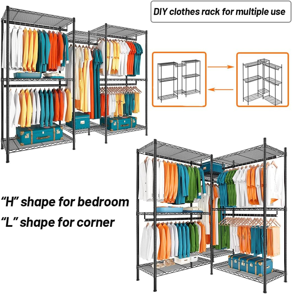 Heavy Duty Garment Rack Organizer with Shelves