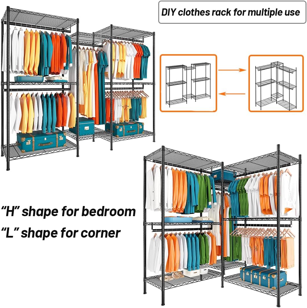 Heavy Duty Garment Rack Organizer with Shelves