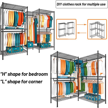 Heavy Duty Garment Rack Organizer with Shelves