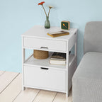 Contemporary Bedside Table with 2 Drawers — Compact Nightstand for Bedroom Storage