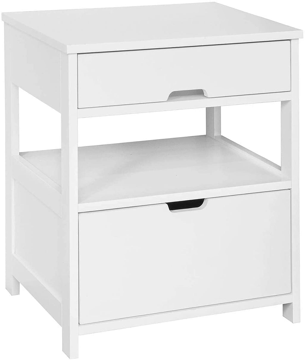 Contemporary Bedside Table with 2 Drawers — Compact Nightstand for Bedroom Storage