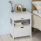Contemporary Bedside Table with 2 Drawers — Compact Nightstand for Bedroom Storage