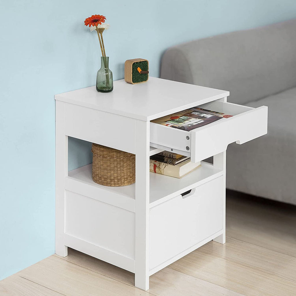Contemporary Bedside Table with 2 Drawers — Compact Nightstand for Bedroom Storage