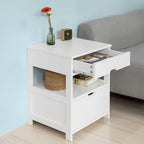 Contemporary Bedside Table with 2 Drawers — Compact Nightstand for Bedroom Storage