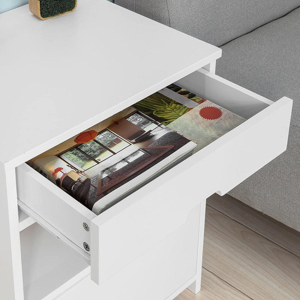 Contemporary Bedside Table with 2 Drawers — Compact Nightstand for Bedroom Storage