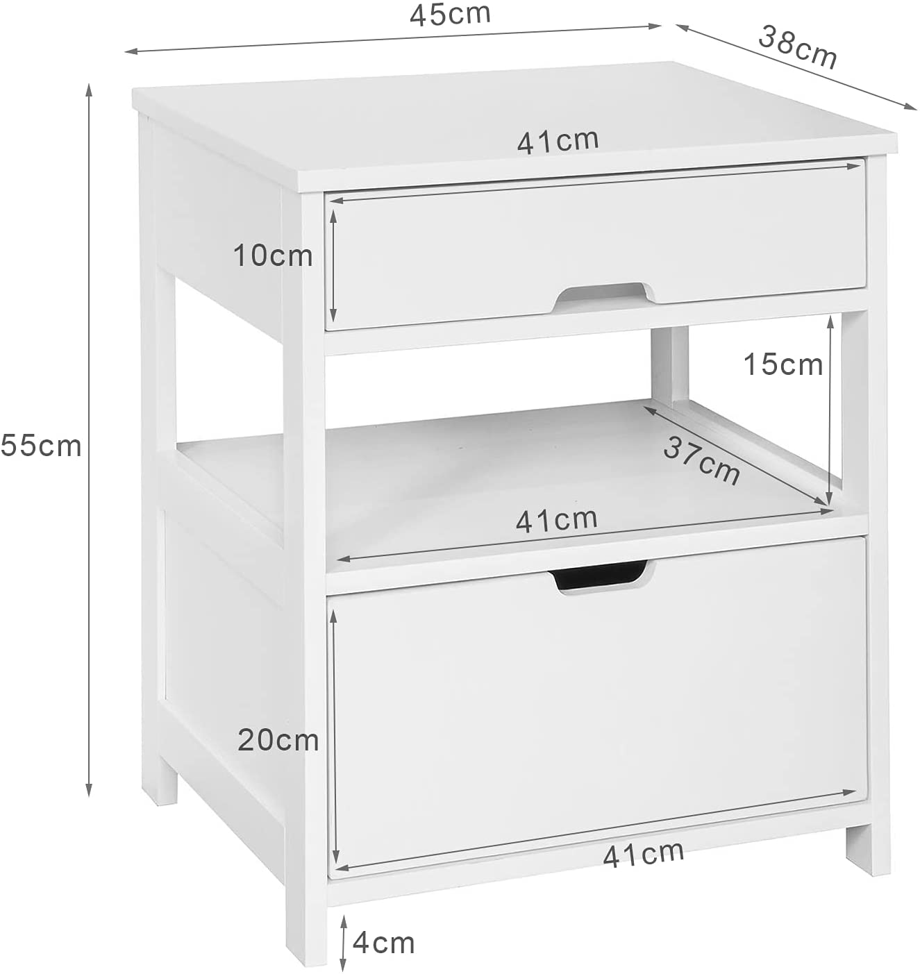 Contemporary Bedside Table with 2 Drawers — Compact Nightstand for Bedroom Storage