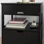 Contemporary Bedside Table with 2 Drawers — Compact Nightstand for Bedroom Storage