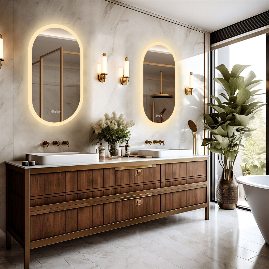 120x60cm LED Bathroom Mirror Oval Anti-Fog Dimmable Wall Mount