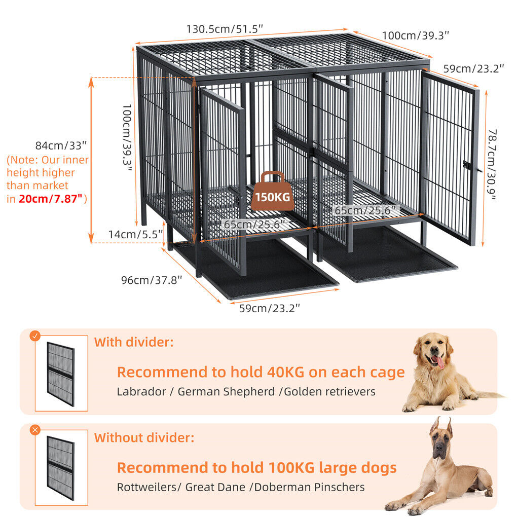 XXXL Heavy Duty Dog Cage with Wheels