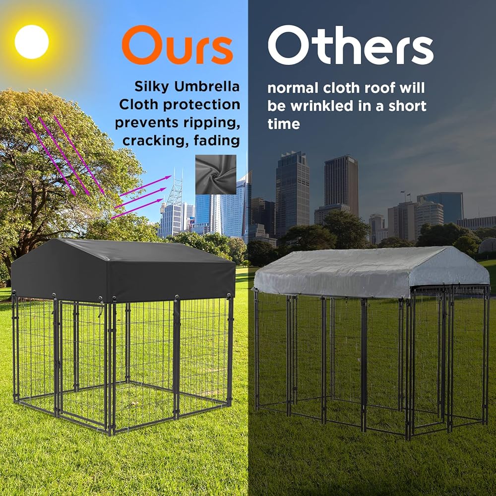 Outdoor Dog Kennel with Roof & Cover