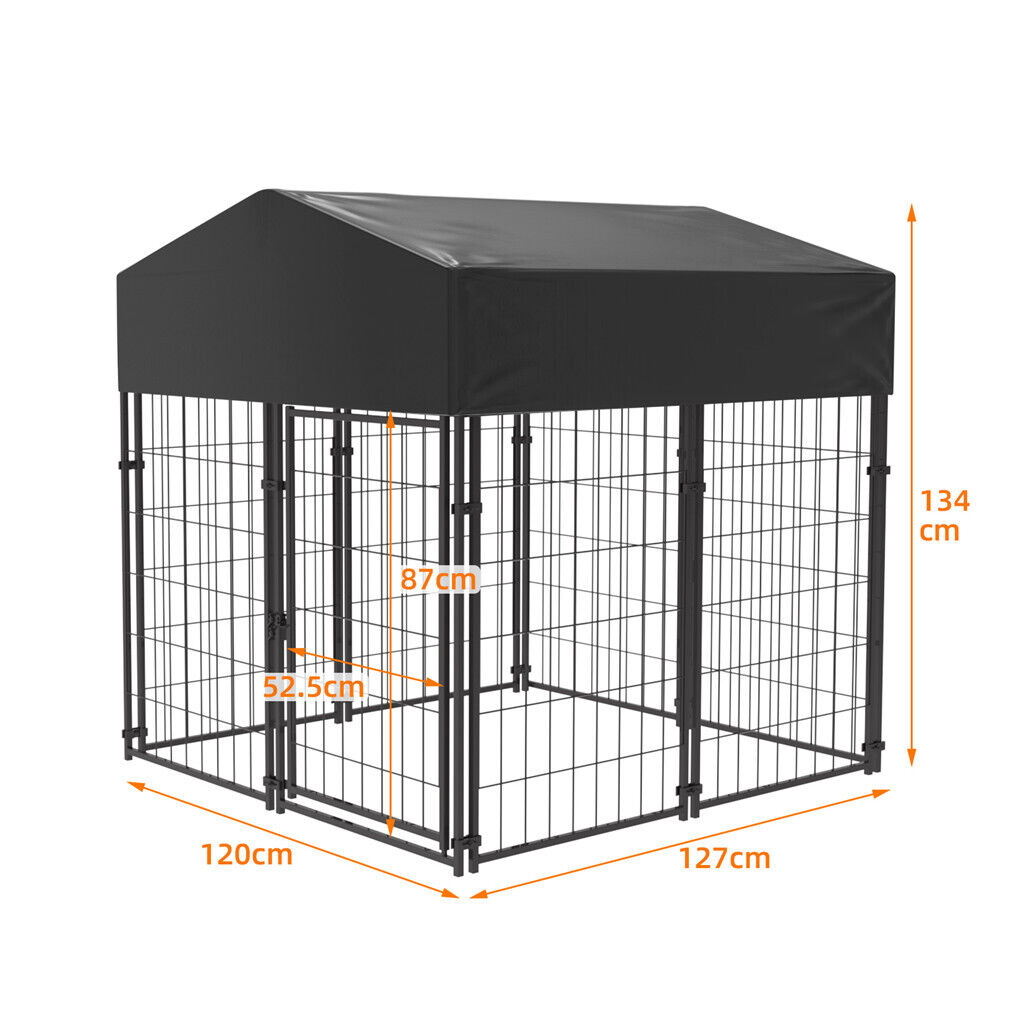 Outdoor Dog Kennel with Roof & Cover