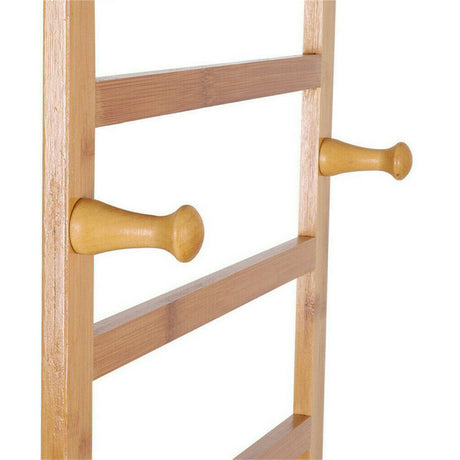 3-Tier Rolling Bamboo Clothes Rack with Hooks