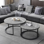 Elegant Grey Marble Nesting Coffee Tables
