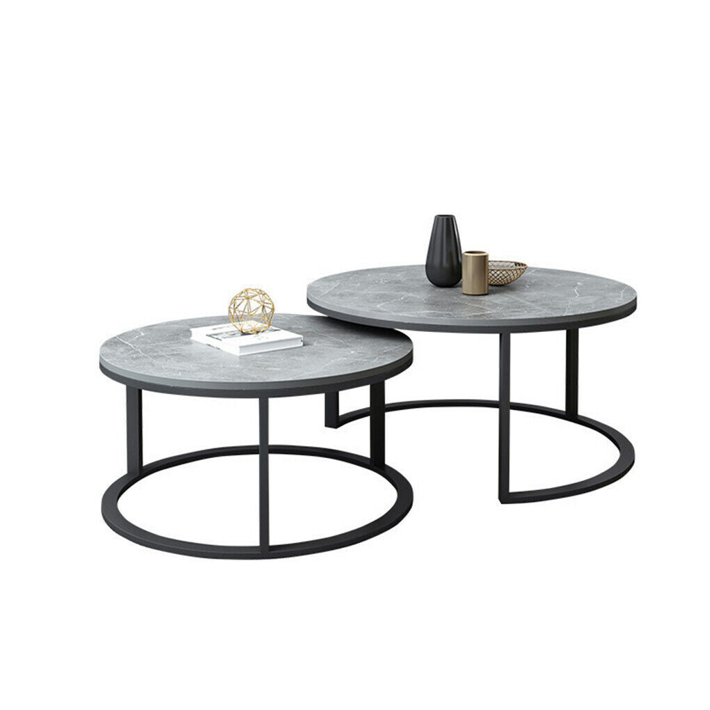 Elegant Grey Marble Nesting Coffee Tables