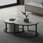 Elegant Grey Marble Nesting Coffee Tables