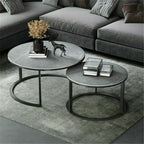 Elegant Grey Marble Nesting Coffee Tables