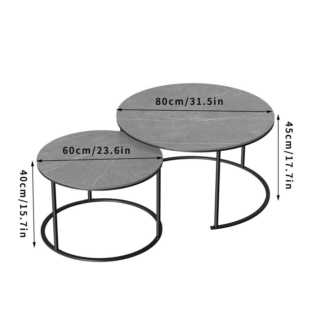 Elegant Grey Marble Nesting Coffee Tables